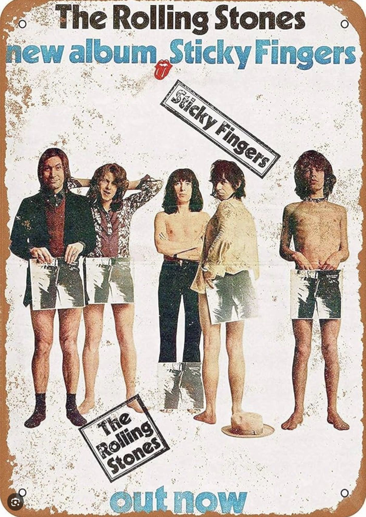 Rolling Stones Sticky Fingers Metal Sign 8"x12"