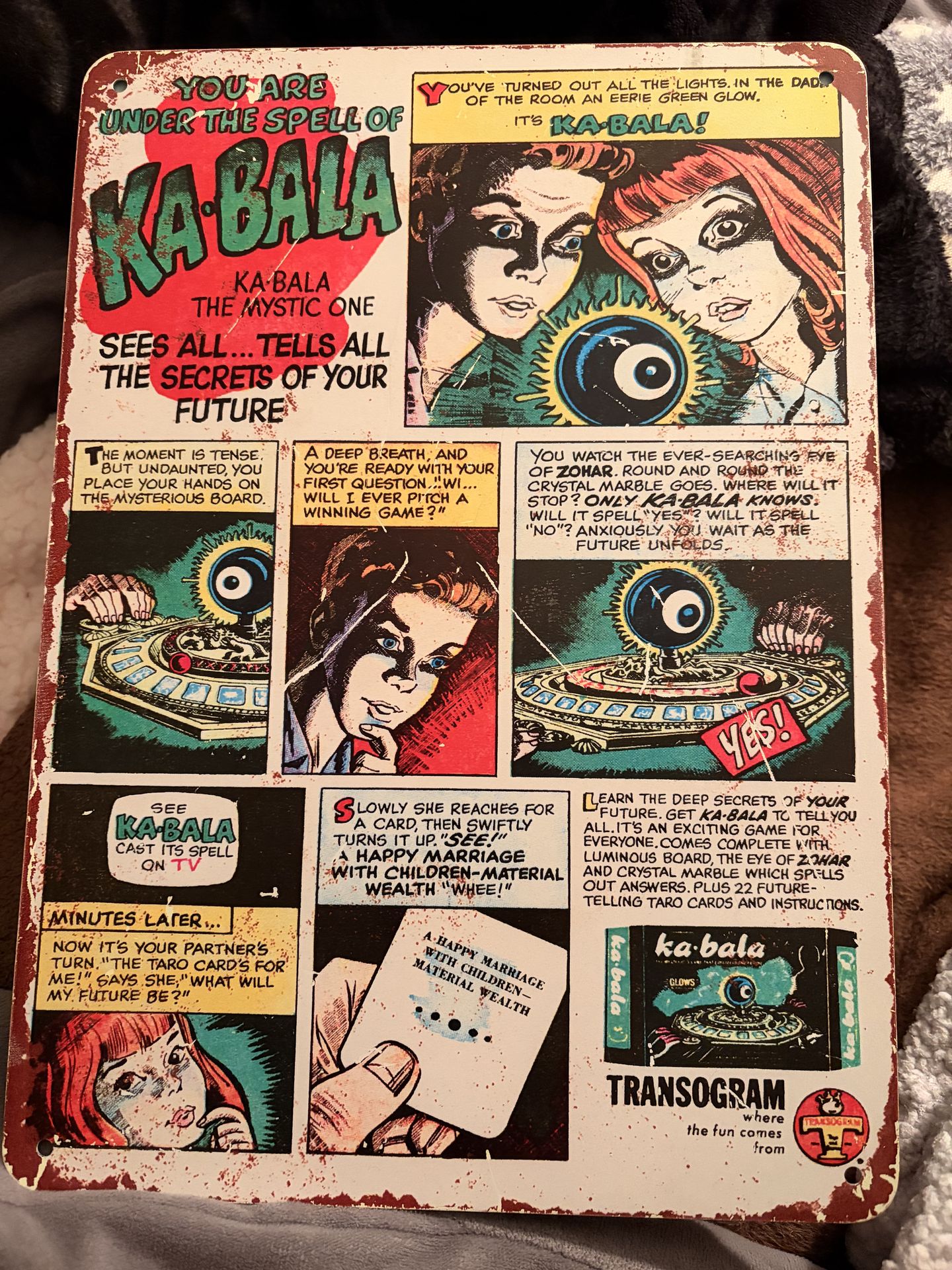 Vintage 1967 Ka-Bala Board Game Metal Sign Replica