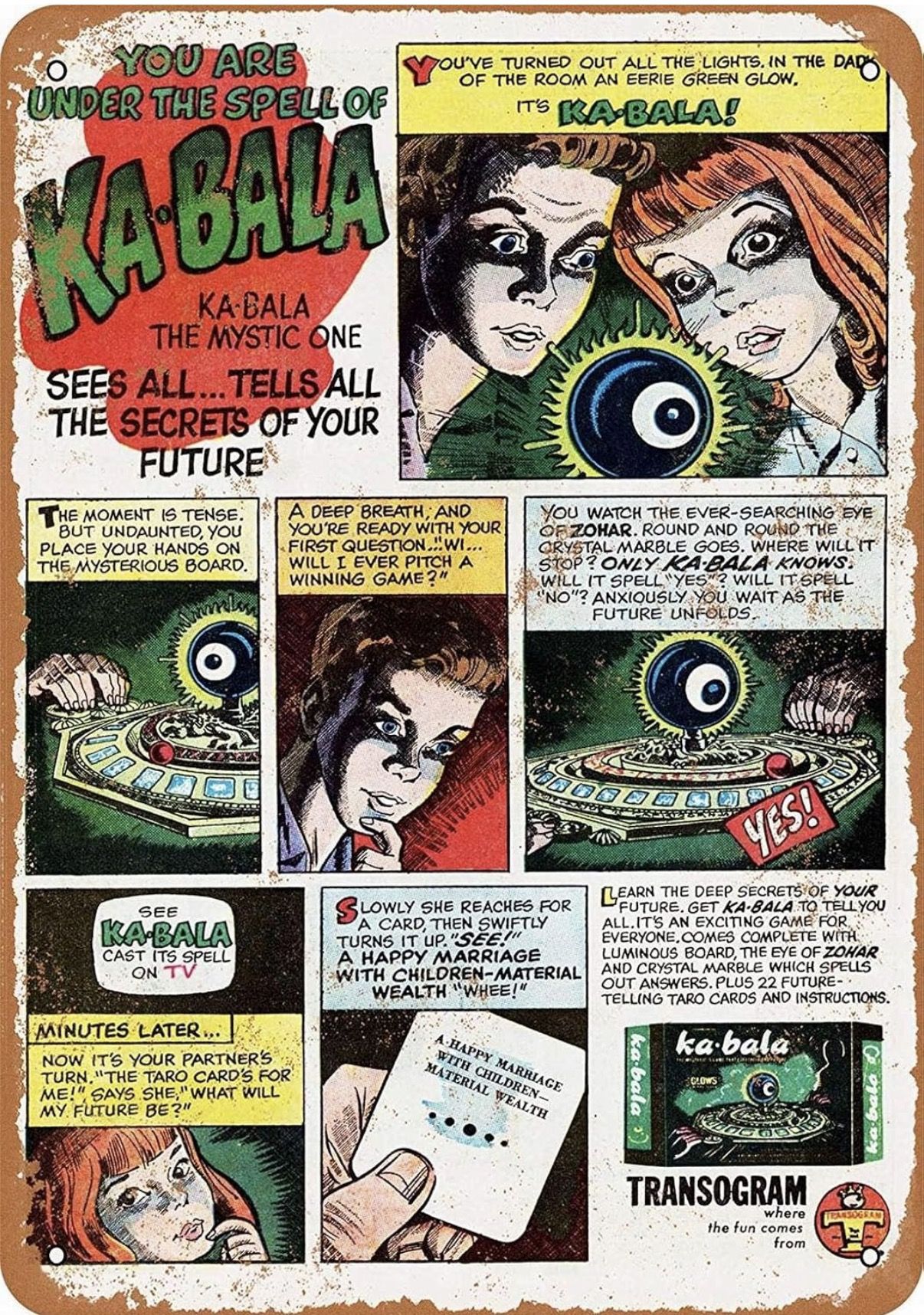 Vintage 1967 Ka-Bala Board Game Metal Sign Replica - photo 2