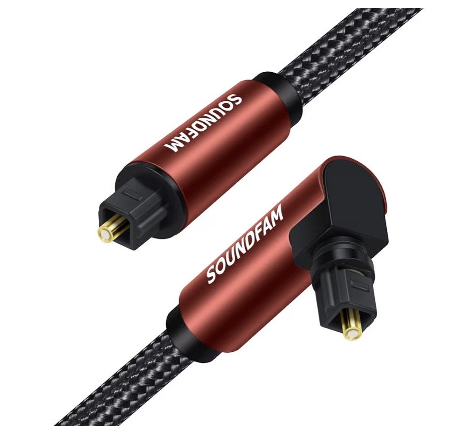 90-Degree Optical Audio Cable, 360° Rotatable Toslink Digital Op