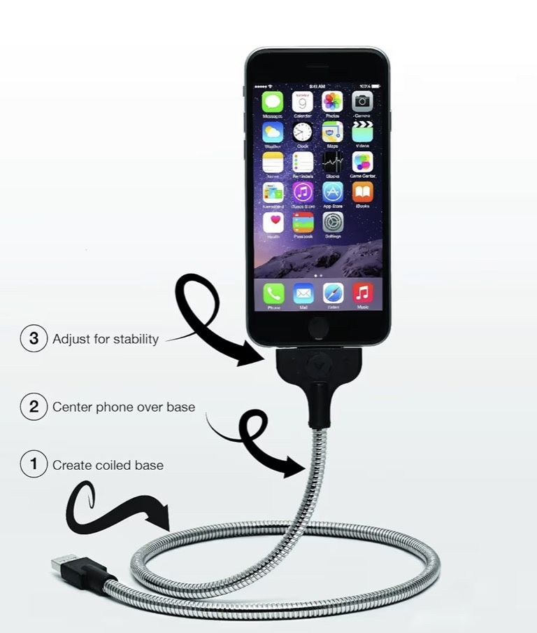 Flexible Stand Metal Micro USB Charging Cable Car Dock for iPhon - photo 4