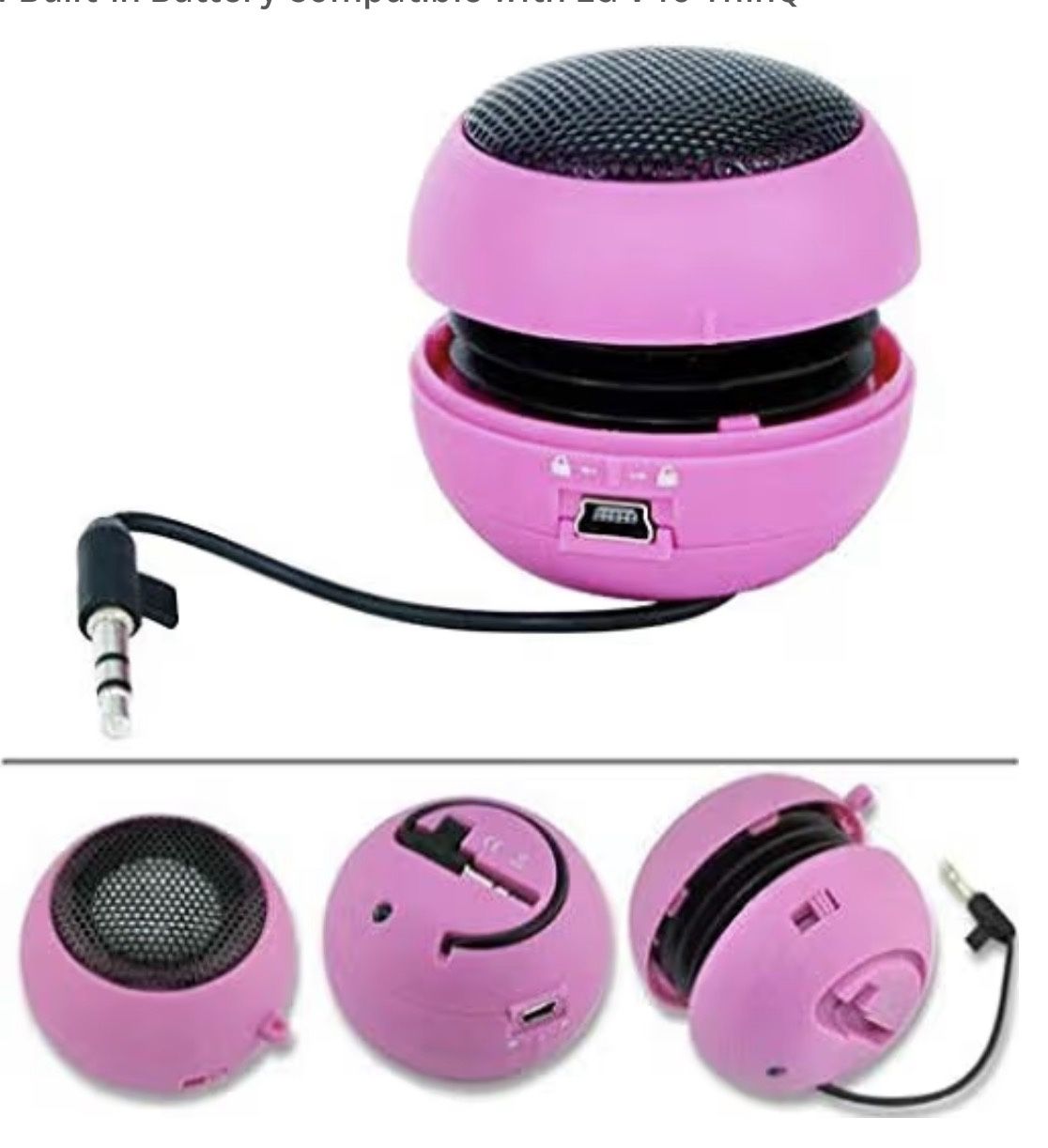 NEW PINK WIRED Portable Loud Speaker w/ Built-in Battery