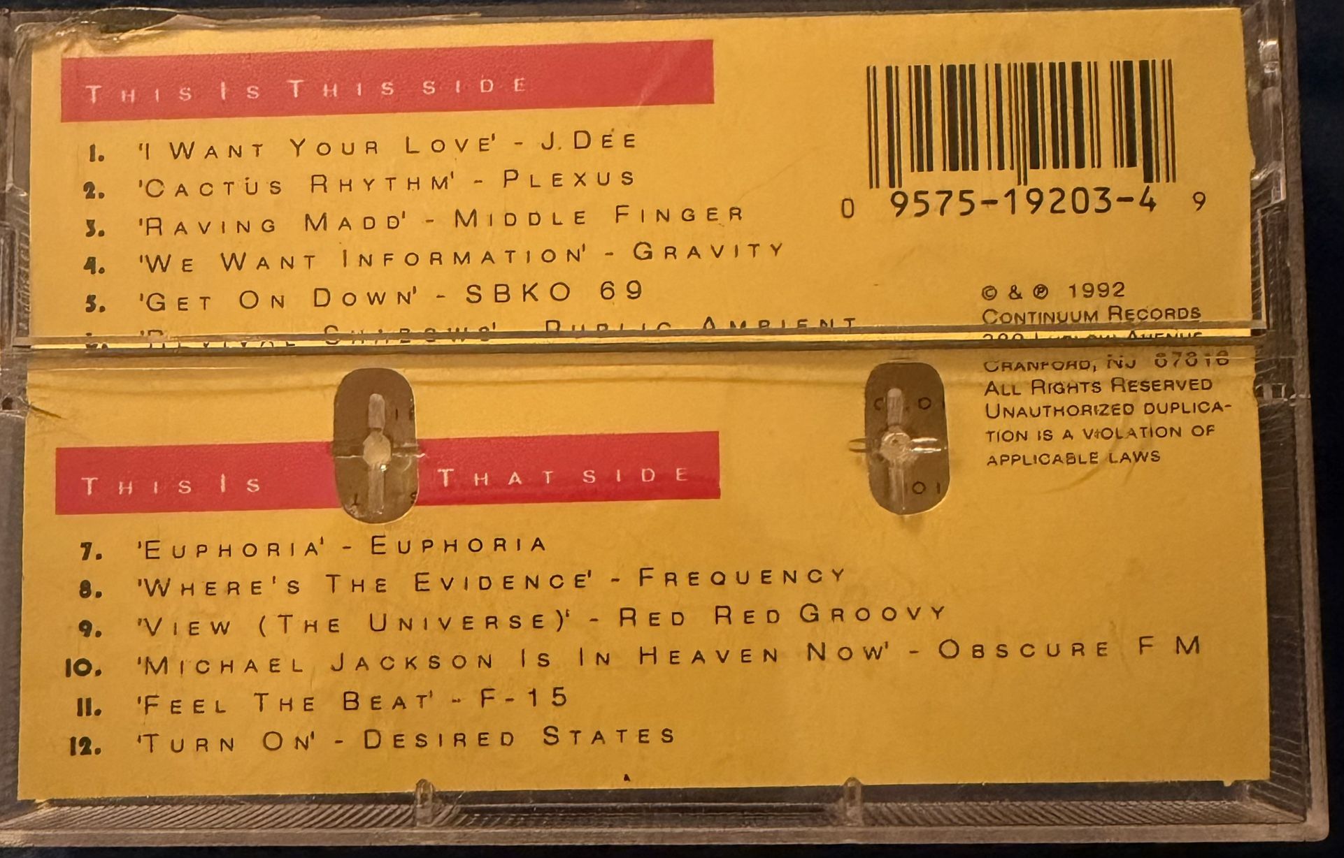 1992 This Is Techno Volume 2 Cassette Tape - photo 2