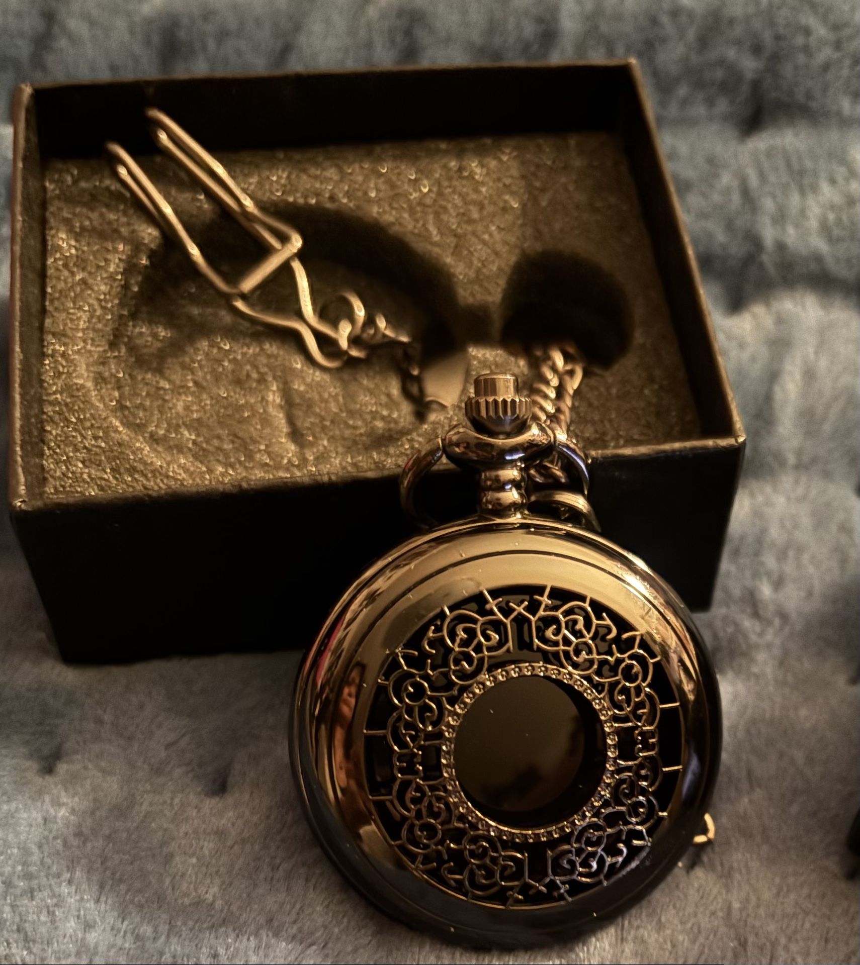 Scrying Mirror Pocket “Watch” Obsidian-Infused