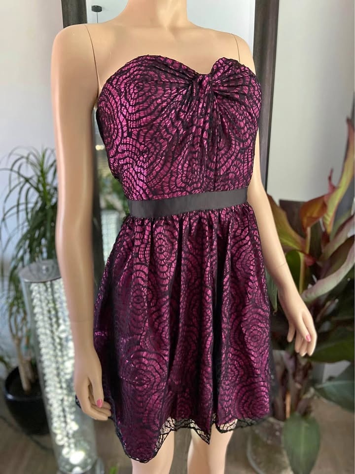 NWT Aqua Pink Nylon Lace Strapless Dress Size 10 (915)