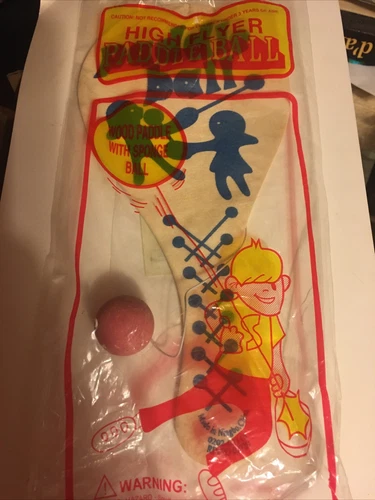 9" PADDLE BALL GAME Wooden Handle Hits Sponge Ball Attached by 8