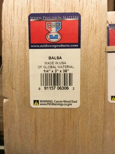 Midwest Balsa Wood 1/4" x 3" x 36"