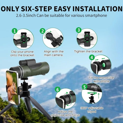 2024 HD Monocular Telescope w/ Smartphone Adapter - photo 4