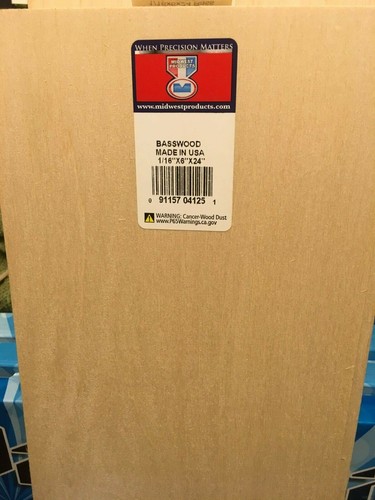 Midwest Basswood Wood 1/16 X 6 X 24in (1)pc