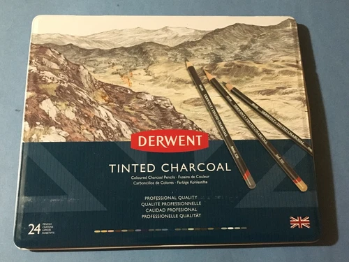 Derwent Tinted Charcoal 24 Pencil Tin Set