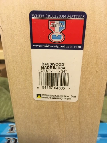 Midwest Basswood Wood 3/16" x 3" x 24" (1 pc)