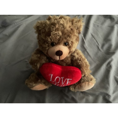 Medium Brown Teddy Bear Holding "Love You" Heart