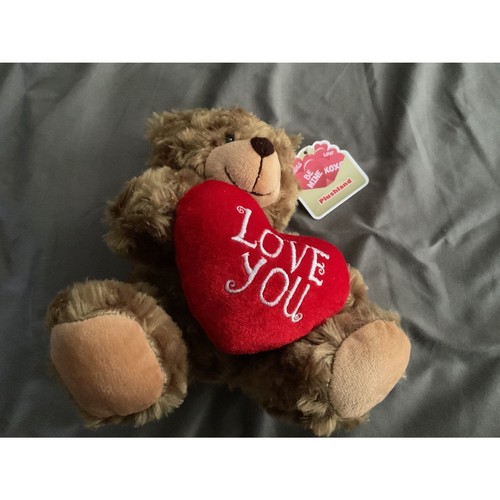 Medium Brown Teddy Bear Holding "Love You" Heart - photo 3