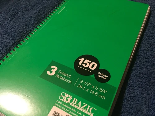 Bazic College Ruled 3-Subject Spiral Notebook, 150 Ct. - photo 3