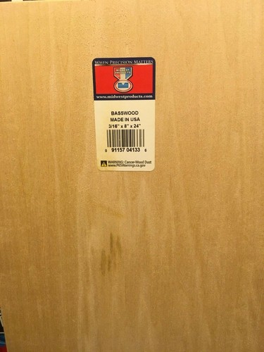 Midwest Basswood Wood 3/16 X 8 X 24in (1)pc