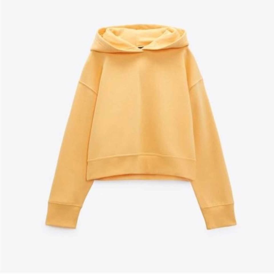 Zara Yellow Cropped Hoodie Size S - photo 2