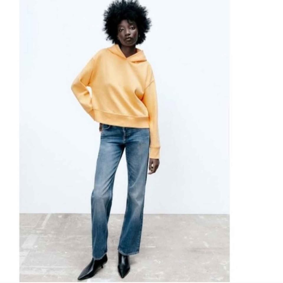 Zara Yellow Cropped Hoodie Size S - photo 3