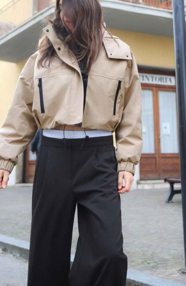 Zara Beige Tan Cropped Hooded Jacket - photo 2
