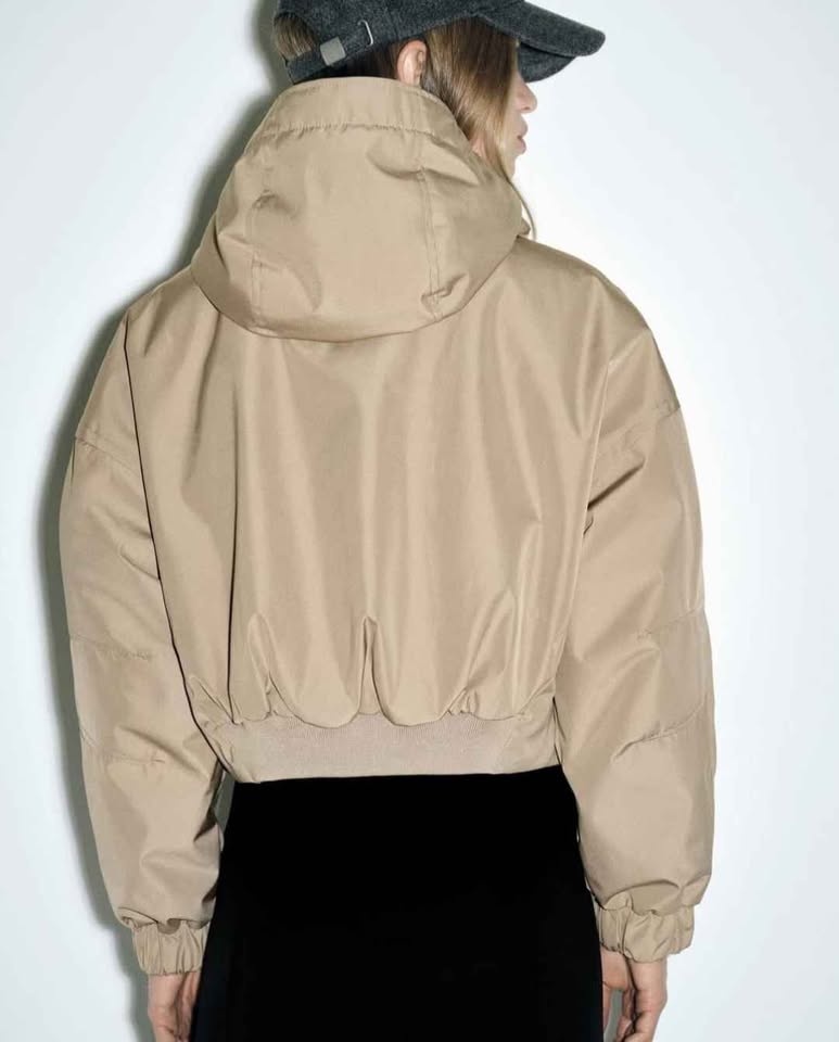 Zara Beige Tan Cropped Hooded Jacket - photo 3