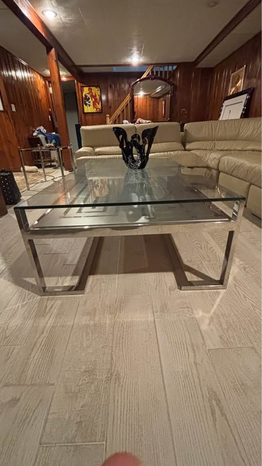 Glass & chrome coffee table + vintage table lighter - photo 4