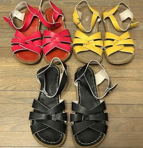 Salt Water US7 Lot of Three Pairs of Sandals Red Black Yellow Wo