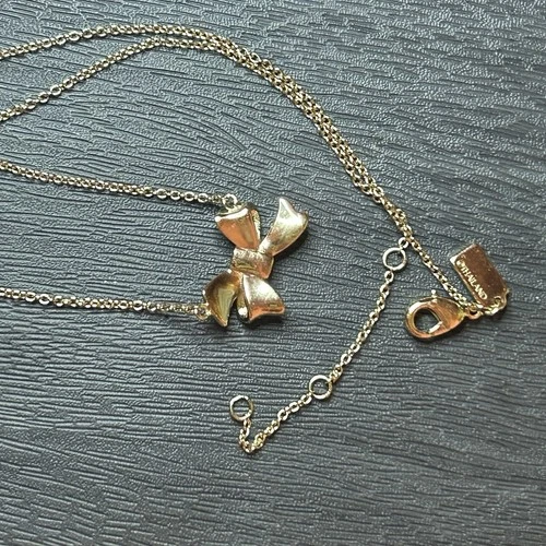 Coach Gold Tone Necklace Bow Rhinestones Chain 16" No Tag - photo 3