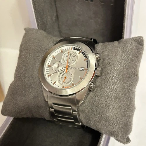 DKNY NY1282 Silver Tone Silver Dial Chronograph Mens Sport Watch