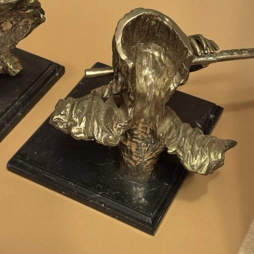 Bronze Statue Musician Playing Flute Sculpture Marble Base - photo 4