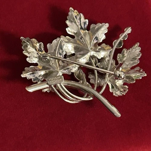 Vintage Carl Art Sterling Silver Grape Leaf Brooch - photo 3