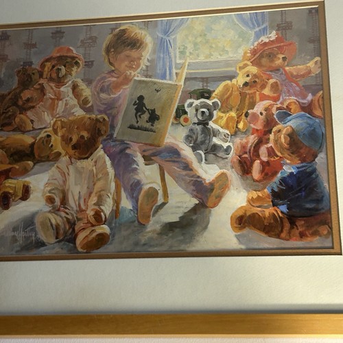 Corinne Hartley Pooh's Story Vintage Lithograph Art Print Framed