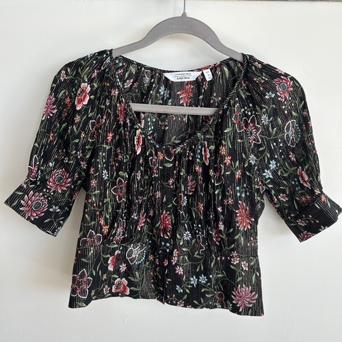 &Other Stories Top Short Sleeve Button Up Shirt Size M Floral Pr