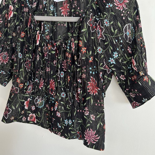 &Other Stories Top Short Sleeve Button Up Shirt Size M Floral Pr - photo 3