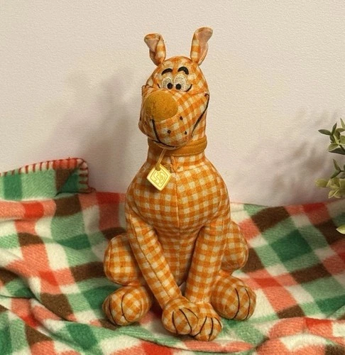 Vintage Scooby Doo Plush 10" Toy Factory Orange Plaid Hanna Barb
