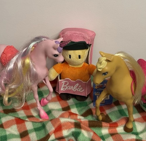 Barbie Doll Accessories & Horses Set – 2 Toy Horses + Plush Barb
