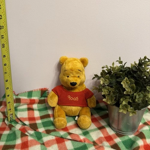 Disney Winnie the Pooh Plush 10" Stuffed Animal Red Knit Shirt - photo 2