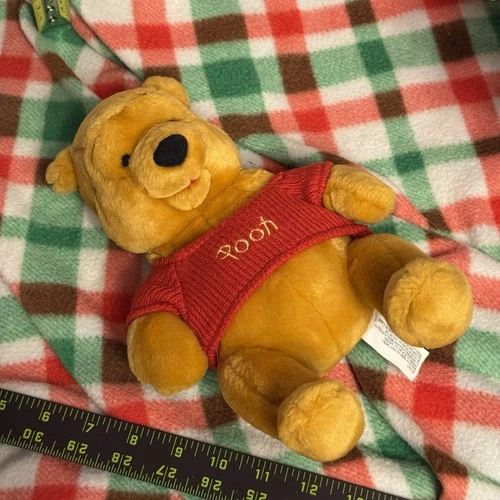 Disney Winnie the Pooh Plush 10" Stuffed Animal Red Knit Shirt - photo 3