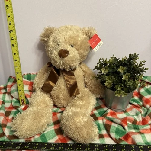 Lotsa Love 21" Classic Teddy Bear w/ Brown Satin Bow - NWT