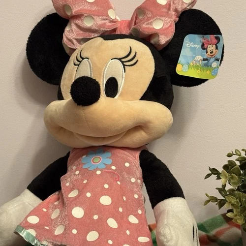 NWT Disney Minnie Mouse Plush 24” Stuffed Animal Pink Polka Dot - photo 3