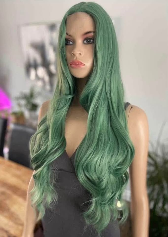 NWOT Long Wavy Mint Green Lace Front Synthetic Wig 2265 - photo 2