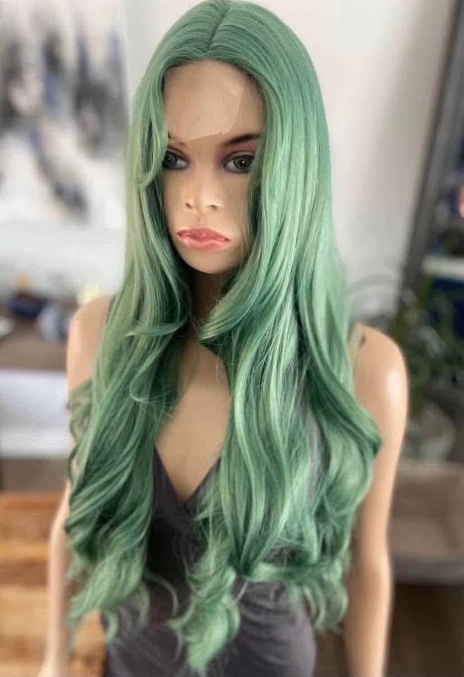 NWOT Long Wavy Mint Green Lace Front Synthetic Wig 2265 - photo 3