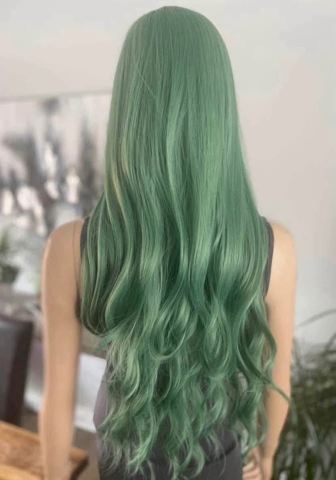 NWOT Long Wavy Mint Green Lace Front Synthetic Wig 2265 - photo 4