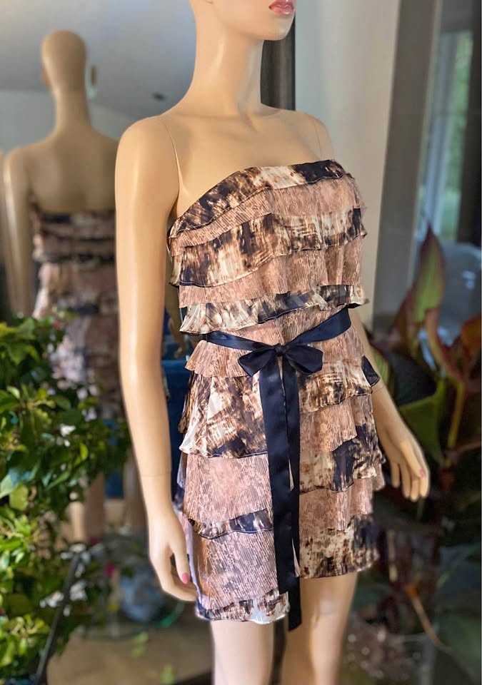 NWT Aqua Lace Chiffon Printed Strapless Dress (Size 4) 802
