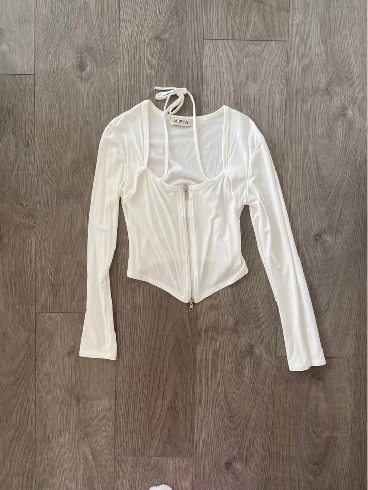 Cropped zip up corset long sleeve top