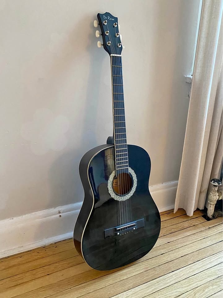 De Rosa 38" Black Acoustic Guitar DKG38