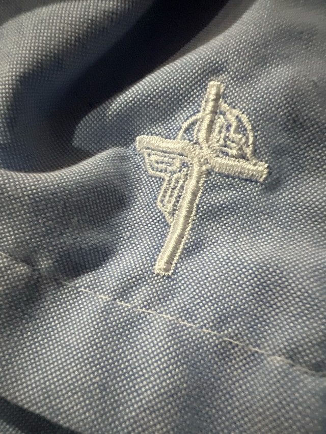 NEW ladies small St. Anne's long sleeve blue shirt - photo 3