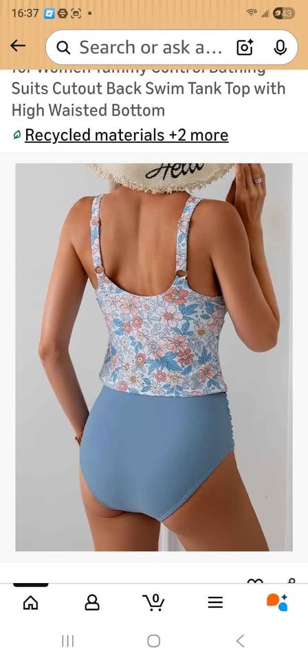 Swimsuit, 2 pieces. Tankini Swimsuit, Floral Top Size M. - photo 2
