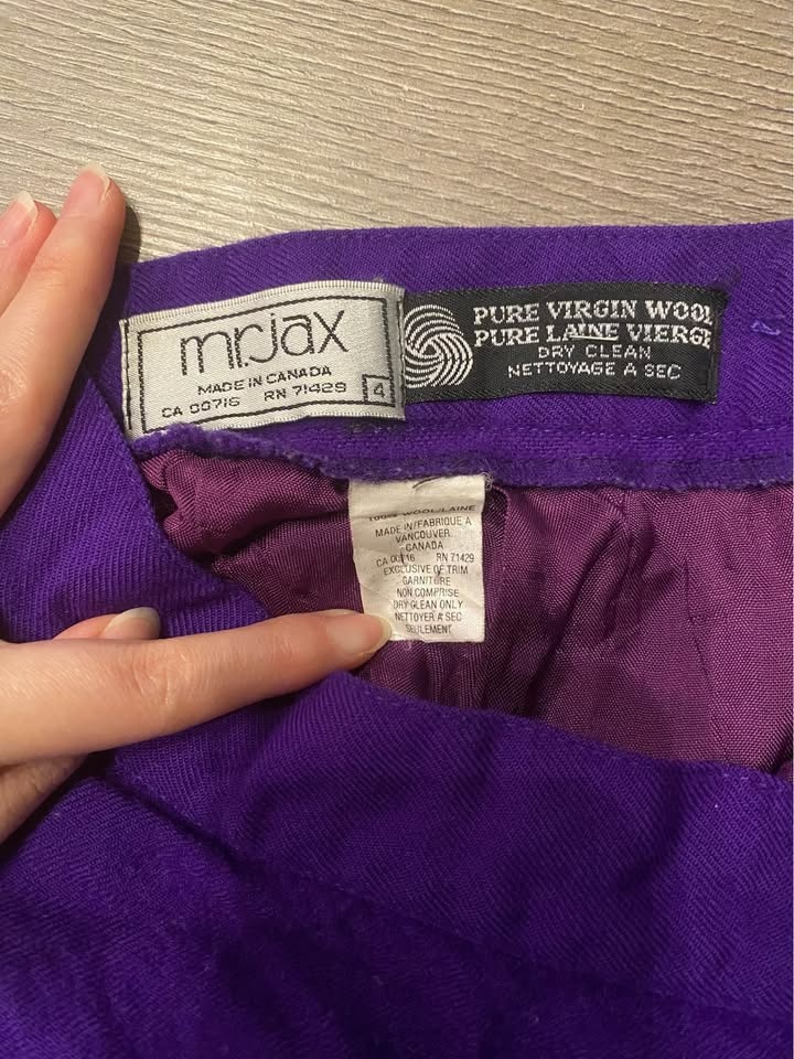 Purple 100% wool skirt xxs/xs - photo 3