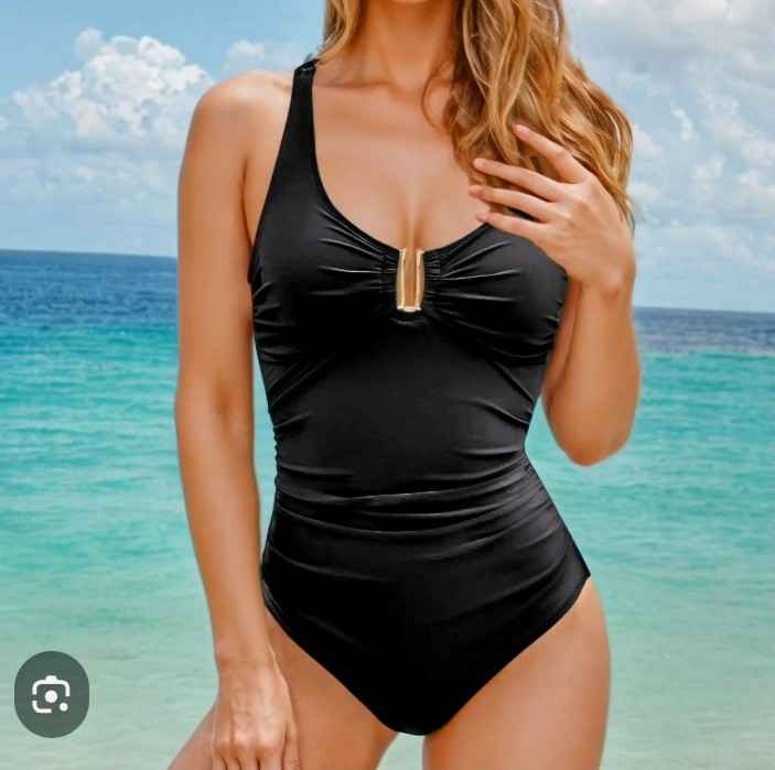 Women's Black Tummy Control One Piece Swimsuit - Size M - photo 2