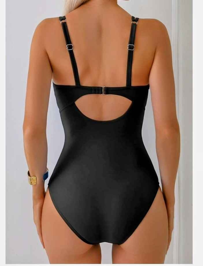 Women's Black Tummy Control One Piece Swimsuit - Size M - photo 3