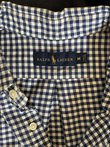 Ralph Lauren Blue Checkered Short Sleeve Button Down Sz M - photo 3